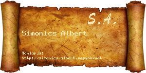 Simonics Albert névjegykártya